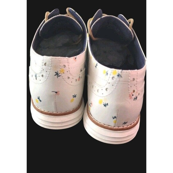 Cole Haan Leather Oxfords  Grand White Wingtip  Floral Print Women’s Size 6B - Picture 9 of 11